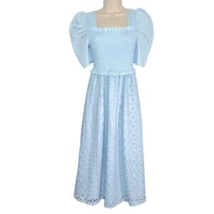 NWT Rachel Parcell sterling  smocked back waist dress A line dress puff sleeve